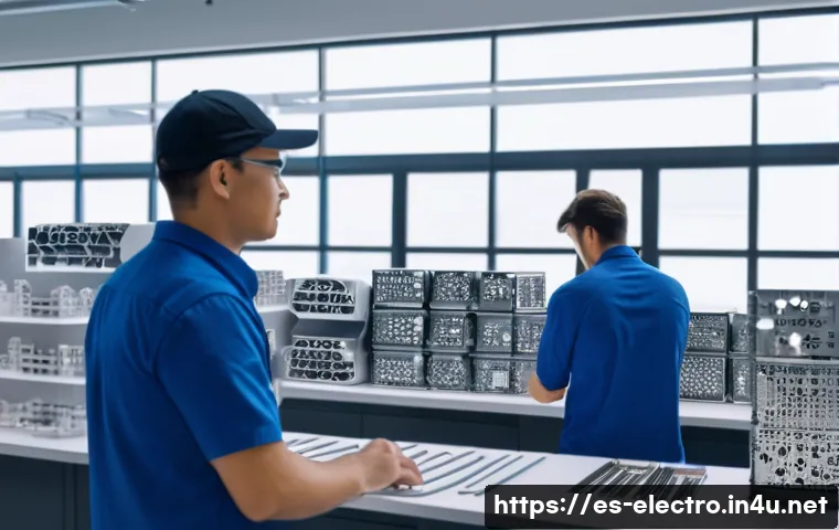 전기기기 설계의 환경적 고려 사항 - A highly detailed close-up of an eco-friendly electric equipment design workspace, featuring enginee...