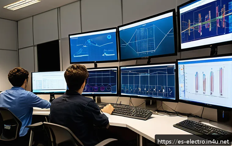 제어 시스템 시뮬레이션 - A modern engineering laboratory setting focused on dynamic systems simulation, showing a diverse gro...