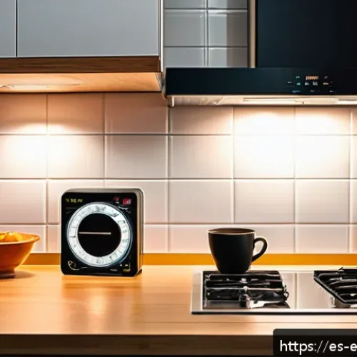전력 계통 장애 분석 - A detailed scene inside a modern Spanish household kitchen showing subtle electrical issues: flicker...